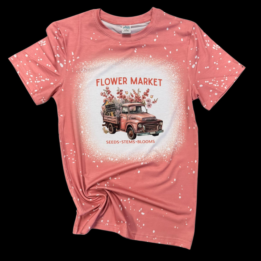 Flower Market Faux Bleached Adult Unisex Shirts