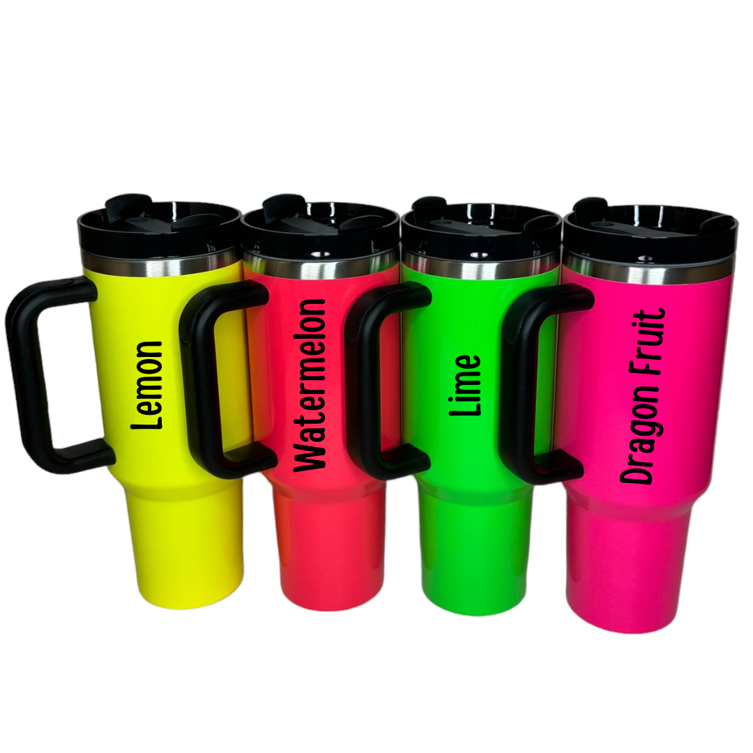 Neon 40 oz Sublimation Tumbler w/ v2 Handles & Lids