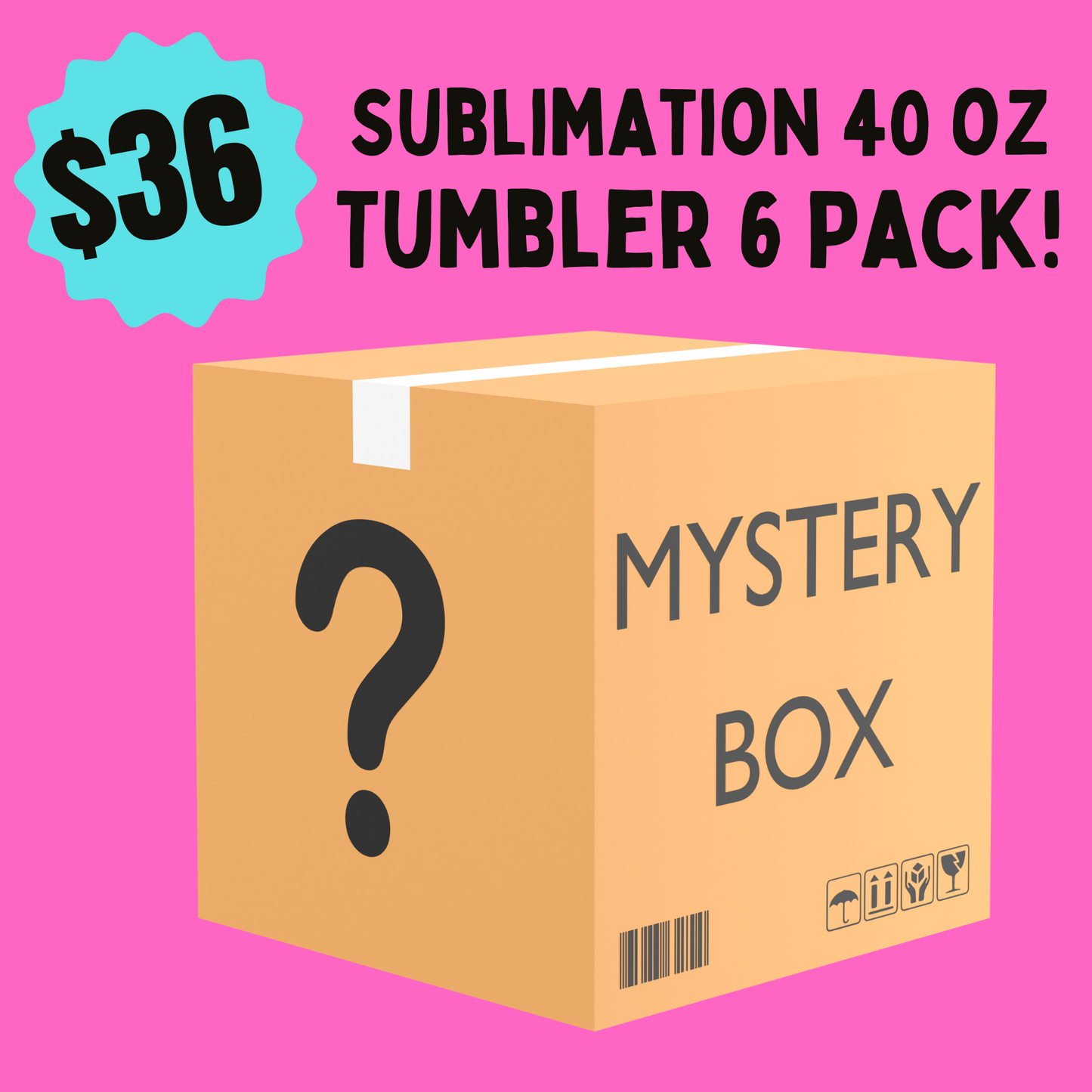 6 Pack Mystery Box of 40 Oz with Handles for Sublimation!!