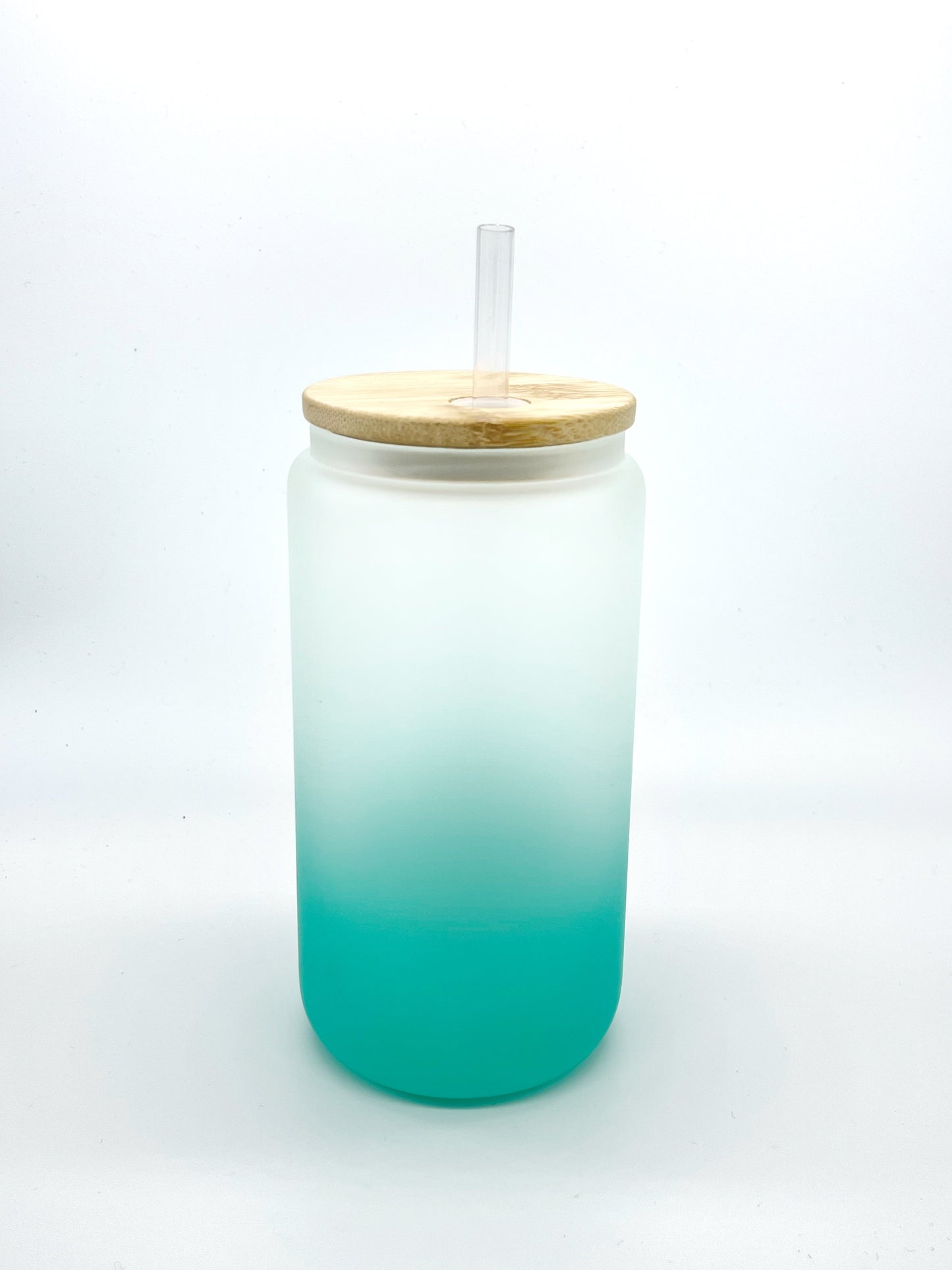 CASE DEALS! Ombre Colored 16 Oz Frosted Glass Cans w/ Bamboo Lid