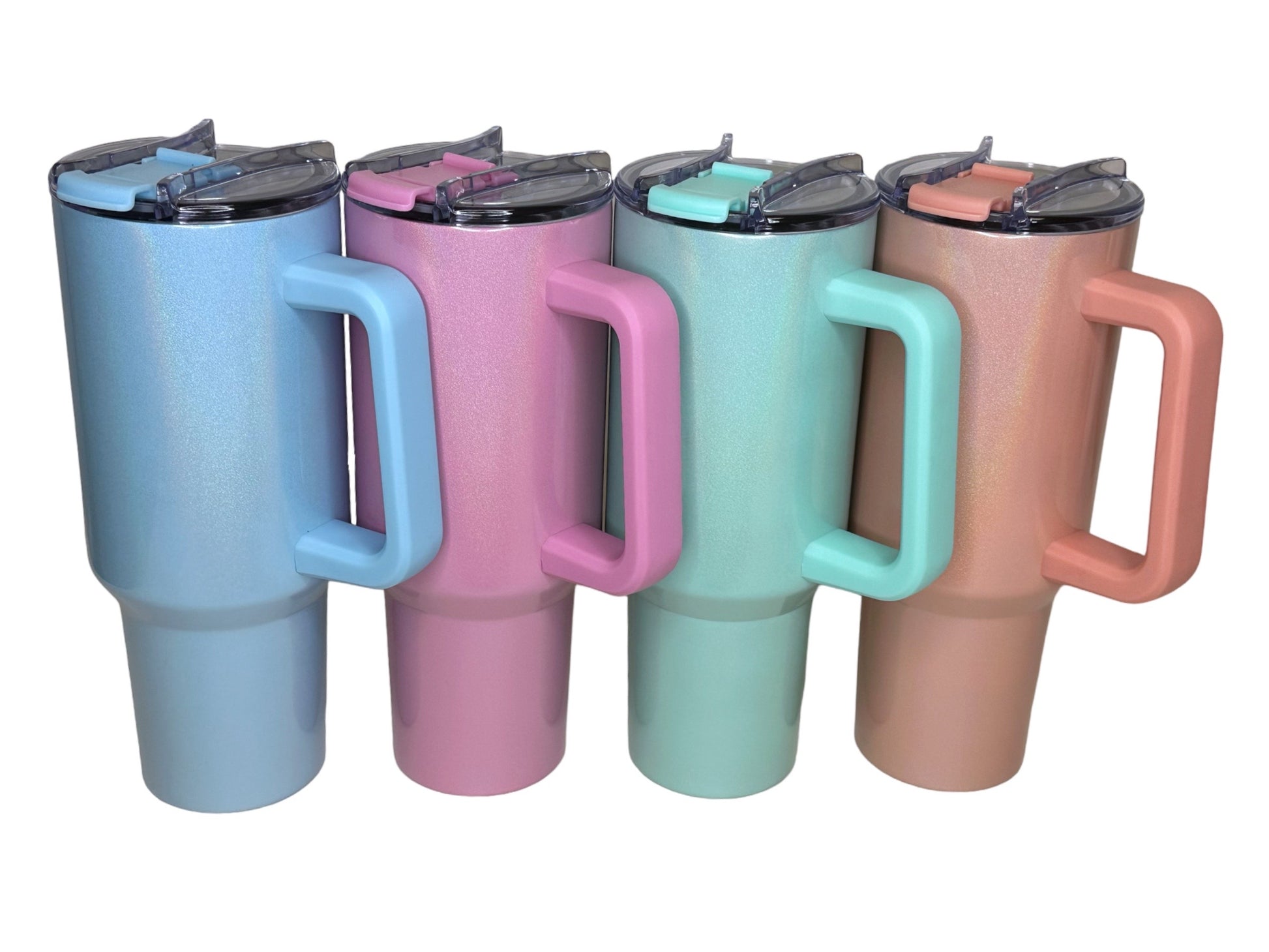 40oz Sublimation Shimmer Tumbler with Colored Handle (WITH SILVER