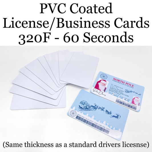 License/Business Cards - PVC Coated for Sublimation