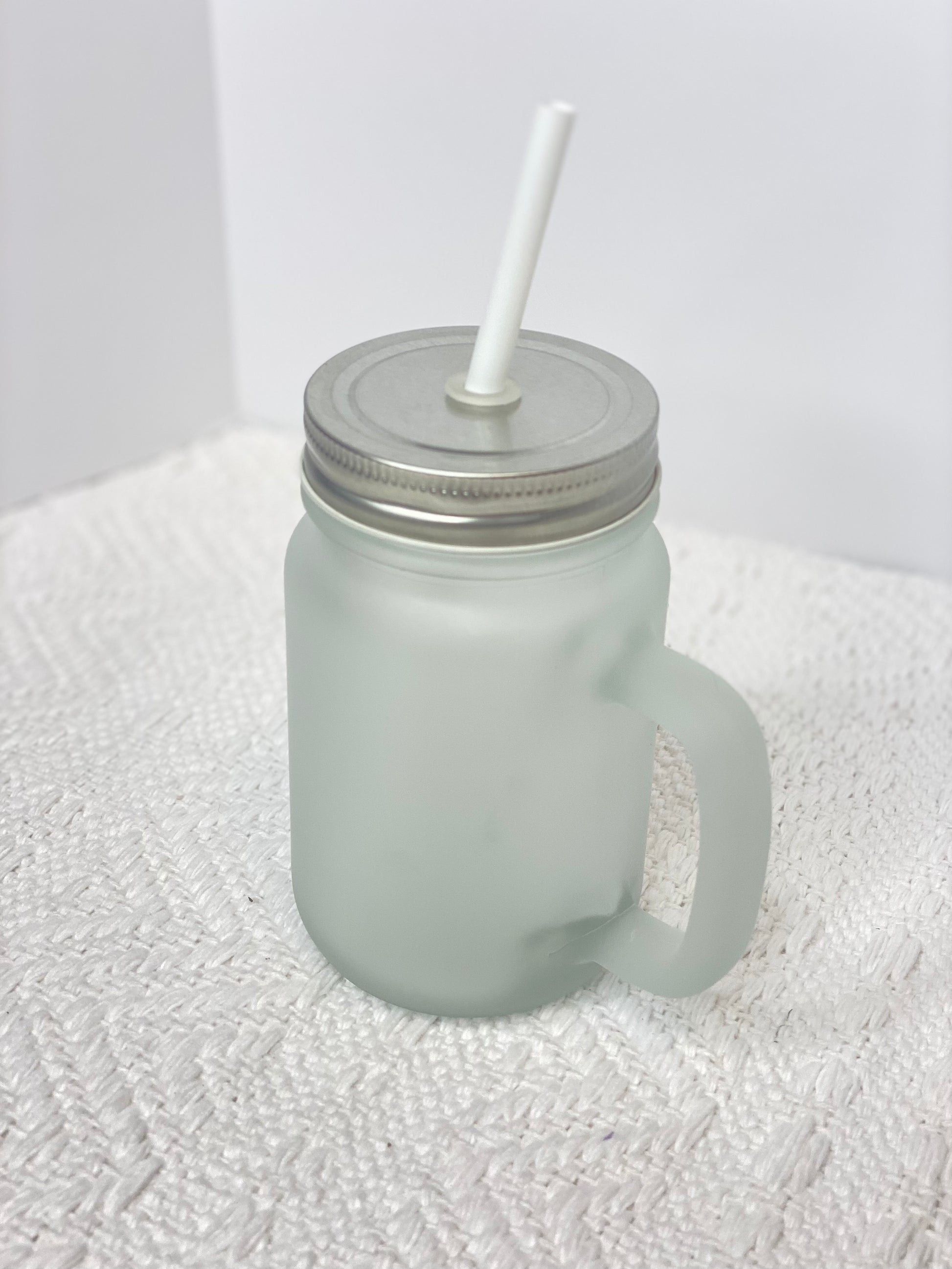 Sublimation Glass Mason Jar Frosted White or Clear with Handle