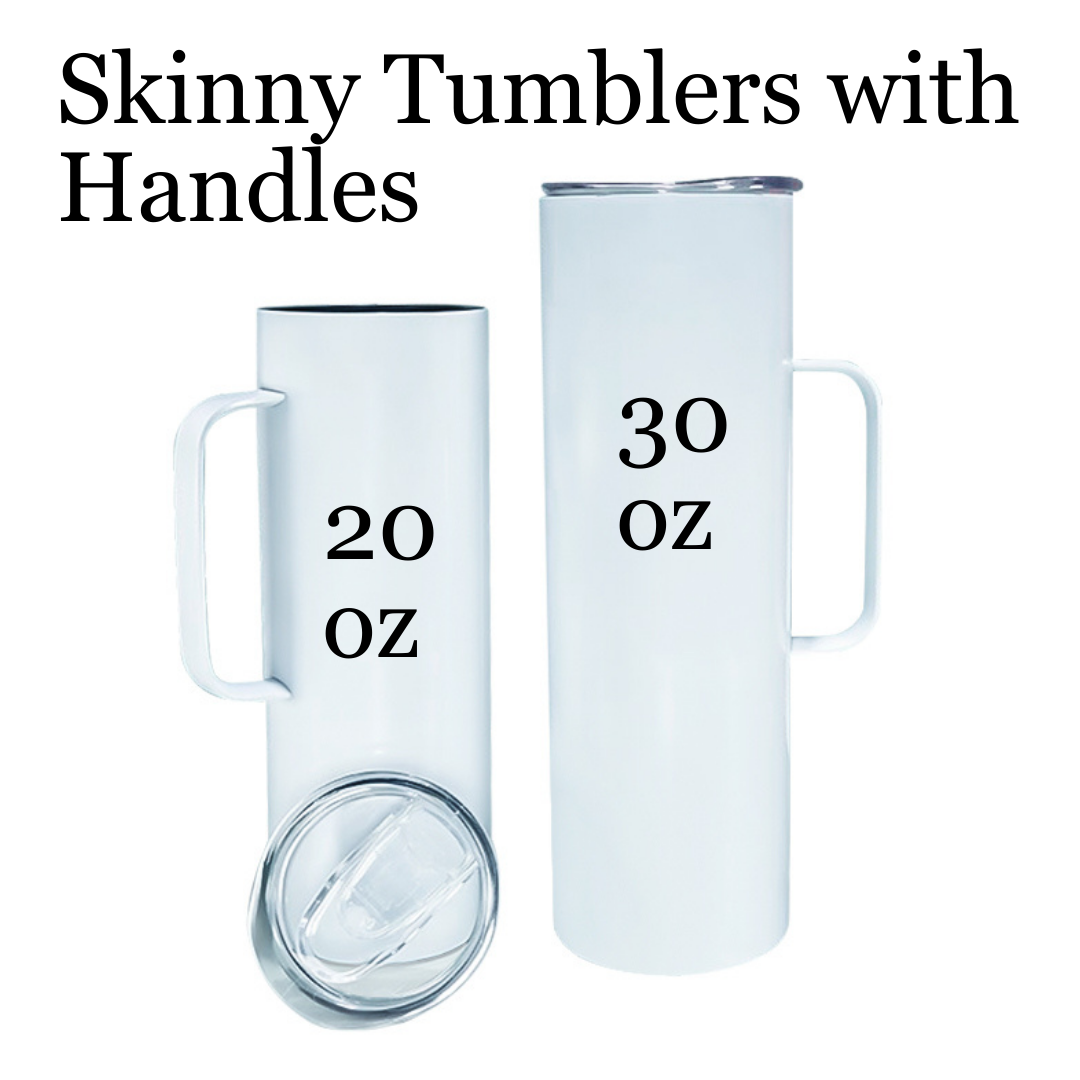 20oz 30oz Skinny Stainless Steel Tumbler Blank Mug With Handle